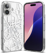 iPhone 16 Plus Case | Fusion Design - Clear phone case featuring a white 3D map of Seoul with landmarks and street lines.