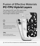 iPhone 16 Plus Case | Fusion Design - Hybrid phone case showing transparent PC back and black TPU frame with a Seoul map graphic.