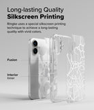 iPhone 16 Plus Case | Fusion Design - Clear phone case with white map print layered over an iPhone 16 Plus.