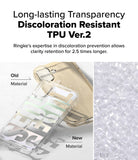 iPhone 16 Plus Case | Fusion Design - Comparison of yellowed old TPU case material versus clear new TPU material.