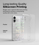 iPhone 16 Plus Case | Fusion Design - Exploded view of a clear phone case with silkscreen printing on the interior.