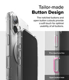 iPhone 16 Plus Case | Fusion Magnetic - Clear phone case showing detailed button cutouts and tactile button design.