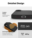 iPhone 16 Plus Case | Silicone Magnetic - Black case showing bottom port cutouts, liquid resistance, and wireless charging.