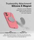 iPhone 16 Plus Case | Silicone Magnetic - Pink silicone phone case with a magnetic charger attached versus a falling one.
