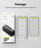 iPhone 16 Plus / 15 Plus Screen Protector | Easy Slide Tempered Glass - iPhone 16 Plus / 15 Plus Screen Protector - Retail box and two Easy Slide tempered glass screen protectors with guides.