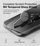 iPhone 16 Plus / 15 Plus Screen Protector | Easy Slide Tempered Glass - iPhone 16 Plus / 15 Plus Screen Protector - A metal key pressing against a 9H tempered glass screen protector on a phone.