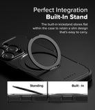 iPhone 16 Pro Case | Alles - Black phone case with a circular kickstand that folds flat against the back for a slim profile.