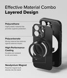 iPhone 16 Pro Case | Alles - Exploded view of a black phone case showing layered materials, magnetic ring, and protective coatings.