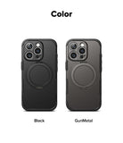 iPhone 16 Pro Case | Alles - Two iPhone 16 Pro cases in Black and GunMetal with a circular magnetic ring on the back.