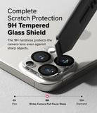 iPhone 16 Pro Max / 16 Pro | Camera Glass [2 Pack] - A utility knife blade presses against a 9H tempered glass camera lens protector on an iPhone.