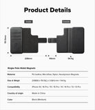 iPhone & Pro MagSafe Cover | Folio Wallet Magnetic - Technical diagram showing dimensions and features of a black folio case.