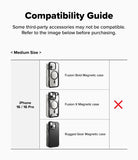 iPhone & Pro MagSafe Cover | Folio Wallet Magnetic - Compatibility chart for iPhone 16/16 Pro cases with a red X.