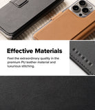 iPhone & Pro MagSafe Cover | Folio Wallet Magnetic - Black and tan leather iPhone folio cases with detailed stitching.