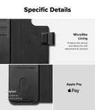 iPhone & Pro MagSafe Cover | Folio Wallet Magnetic - Close-up of black folio case showing microfiber lining and nylon.