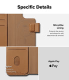 iPhone & Pro MagSafe Cover | Folio Wallet Magnetic - Close-up of tan folio case showing microfiber lining and nylon.