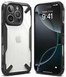iPhone 16 Pro Max Case | Fusion-X - Front and back views of a rugged black and clear protective phone case.