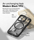 iPhone 16 Pro Case | Fusion-X Magnetic - Comparison of a yellowed old phone case and a new, clear black Fusion-X case.