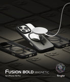 iPhone 16 Pro Case | Fusion Bold Magnetic - Magnetic charger attached to a clear protective case on an iPhone 16 Pro.