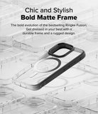 iPhone 16 Pro Case | Fusion Bold Magnetic - Clear phone case with a black matte frame and magnetic ring on a grid background.