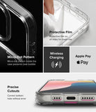 iPhone 16 Pro Case | Fusion Card - Features showing micro-dot pattern, protective film, wireless charging, and precise cutouts.