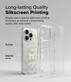 iPhone 16 Pro Case | Fusion Design - Clear phone case showing silkscreen printing layers on an iPhone 16 Pro.