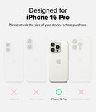 iPhone 16 Pro Case | Fusion Matte - Comparison chart showing iPhone 16 Pro highlighted with a green checkmark among other models.