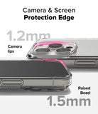 iPhone 16 Pro Case | Fusion Matte - Close-up of phone case showing 1.2mm camera lips and 1.5mm raised screen bezel protection.
