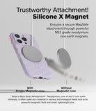 iPhone 16 Pro Case | Macaron Silicone Magnetic - Lavender silicone case with a magnetic charger attached securely.
