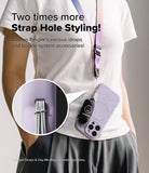 iPhone 16 Pro Case | Macaron Silicone Magnetic - Person wearing a lavender phone case with a strap and charm.