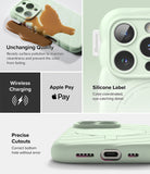 iPhone 16 Pro Case | Macaron Silicone Magnetic - Features showing stain resistance, wireless charging, and precise cutouts.