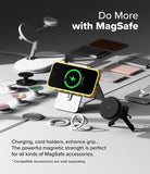 iPhone 16 Pro Case | Macaron Silicone Magnetic - Yellow iPhone 16 Pro case on a magnetic stand surrounded by MagSafe accessories.