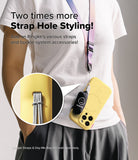 iPhone 16 Pro Case | Macaron Silicone Magnetic - Yellow phone case with strap hole, lanyard, and accessory pouch.