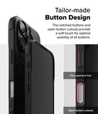 iPhone 16 Pro Case | Onyx - Close-up of black phone case showing notched buttons and open cutouts for improved usability.
