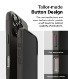 iPhone 16 Pro Case | Onyx - Close-up of black phone case showing detailed button cutouts and tactile design features.