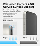 iPhone 16 Pro Screen Protector | Easy Slide Privacy Tempered Glass - iPhone 16 Pro Screen Protector - Comparison showing 2.5D curved edge protection versus standard flat glass edges.