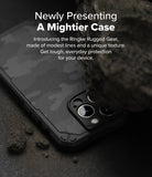 iPhone 16 Pro Case | Rugged Gear Magnetic - Camouflage textured phone case next to a rock on a dark, gritty surface.