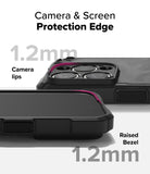 iPhone 16 Pro Case | Rugged Gear Magnetic - Close-up of phone case showing 1.2mm raised edges for camera and screen protection.