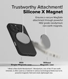 iPhone 16 Pro Case | Silicone Magnetic - Comparison showing a magnetic charger attached to a case versus falling off.