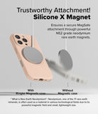 iPhone 16 Pro Case | Silicone Magnetic - A beige phone case securely attached to a MagSafe charger versus one falling off.