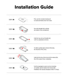 iPhone 16 Pro Screen Protector | Easy Slide Tempered Glass - iPhone 16 Pro Screen Protector - Six-step illustrated guide showing how to clean, align, and apply the tempered glass.