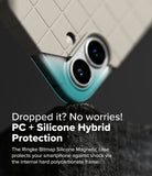 iPhone 16 Case | Bitmap Silicone Magnetic - Beige grid-patterned phone case resting on a dark, textured rock surface.