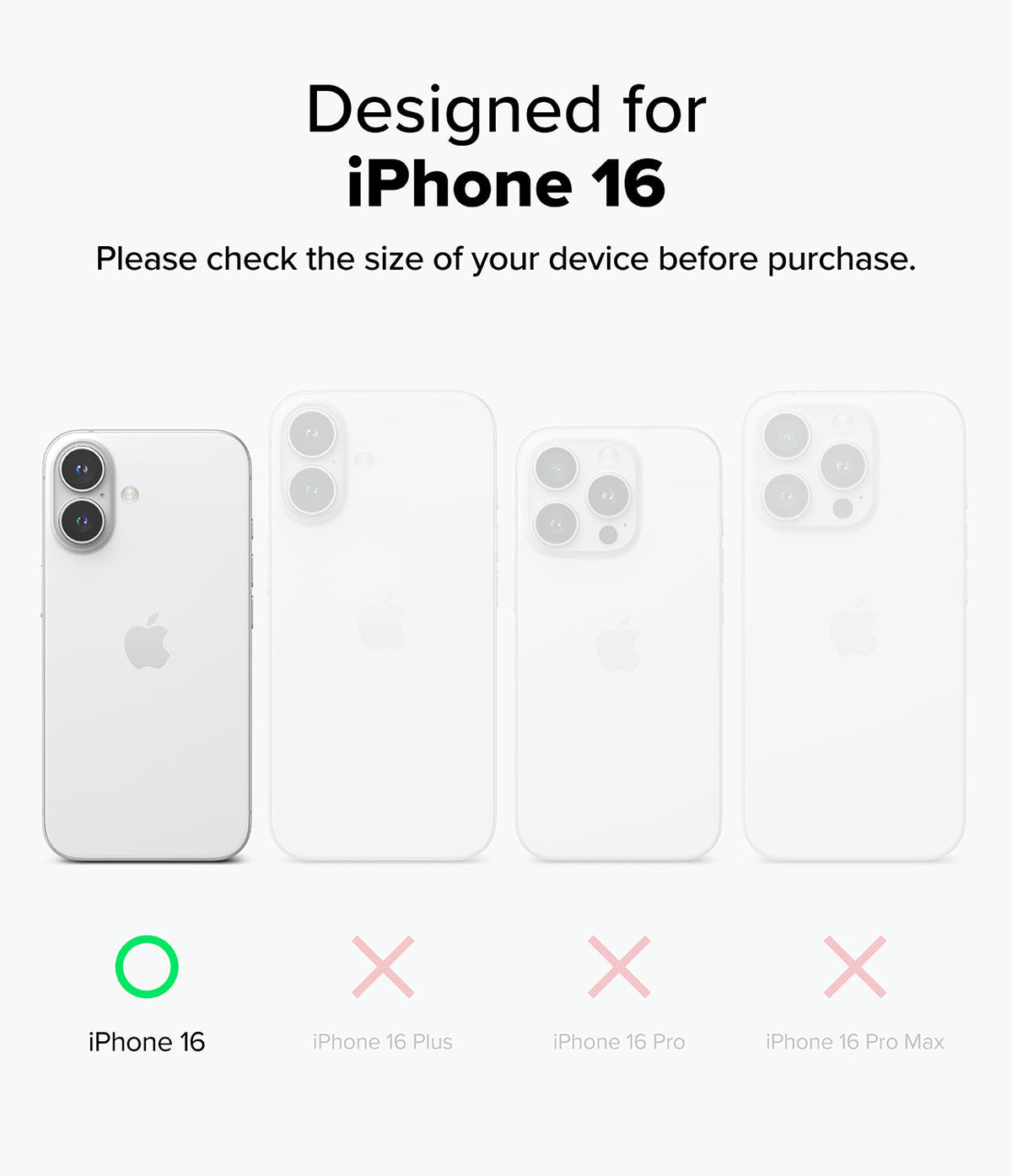 iPhone 16 Case | Bitmap Silicone Magnetic - Comparison chart showing iPhone 16 is the only compatible model among four.