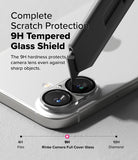 iPhone 16 Plus / 16 | Camera Glass [2 Pack] - A utility knife blade presses against a phone camera lens protector.