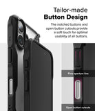 iPhone 16 Case | Fusion-X - Close-up of phone case buttons highlighting notched designs and open cutouts for usability.