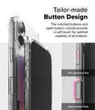 iPhone 16 Case | Fusion Card - Close-up of clear phone case highlighting notched buttons and open cutouts for easy access.