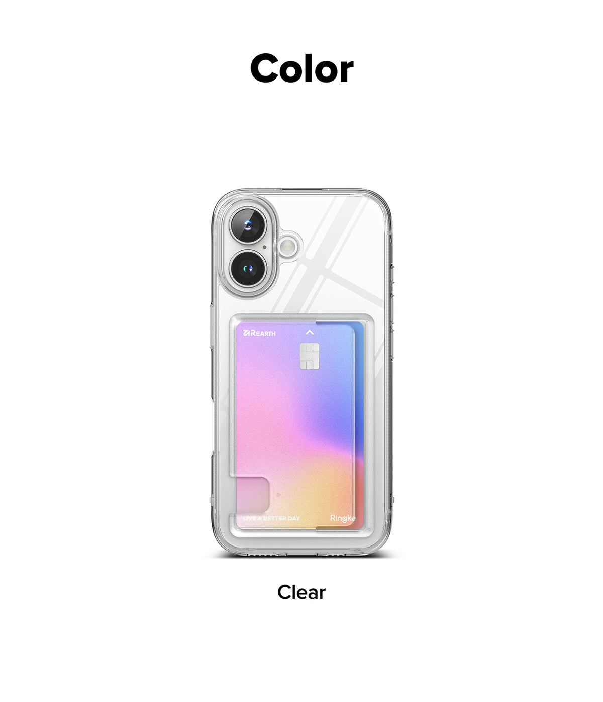 iPhone 16 Case | Fusion Card - Clear phone case holding a gradient-colored card on the back.