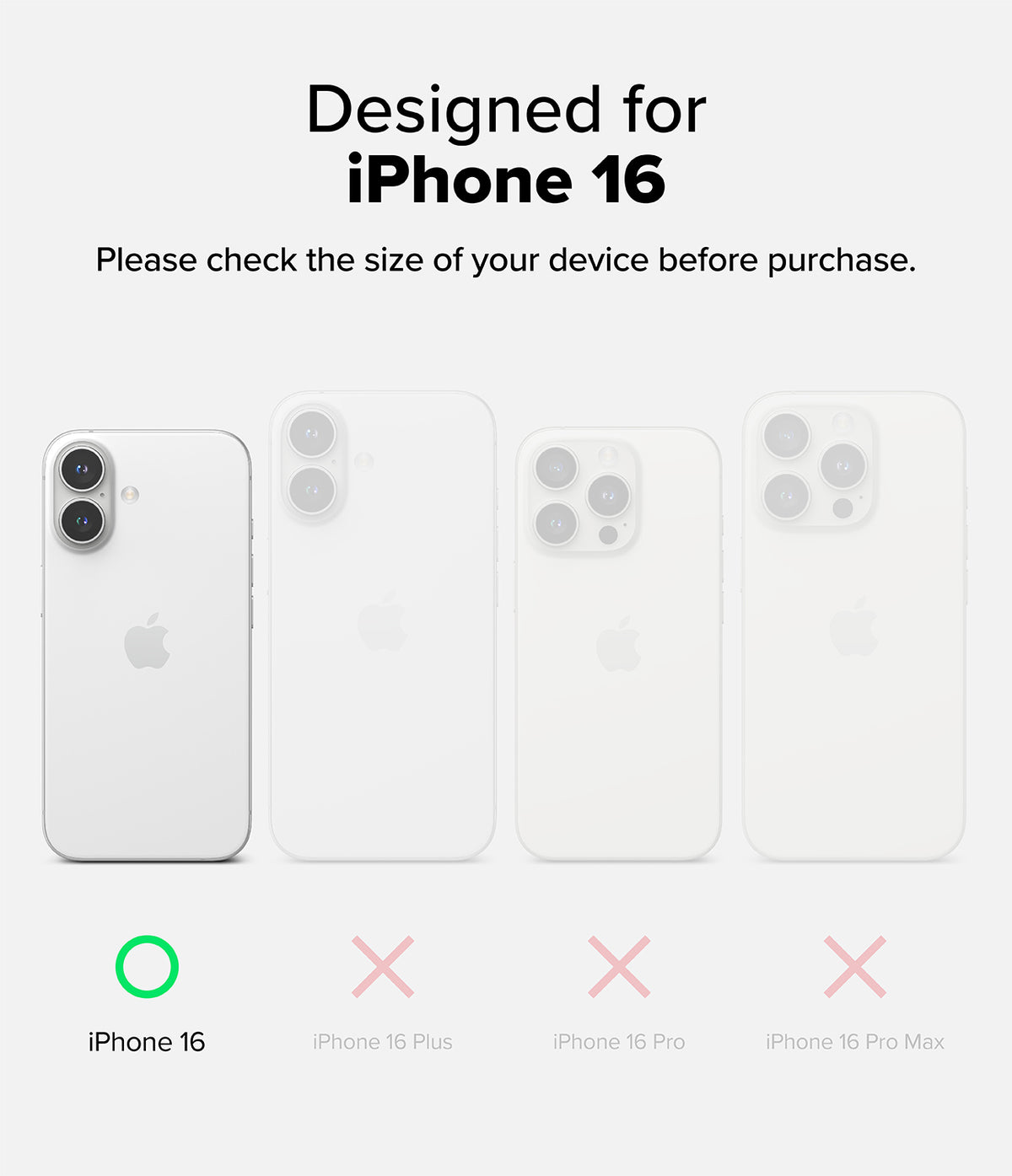 [Combo] iPhone 16 | Folio Wallet Magnetic + Fusion Magnetic - Size guide showing iPhone 16 selected over other models.
