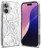 iPhone 16 Case | Fusion Design - Clear phone case featuring a white 3D map of Seoul landmarks and streets on the back.