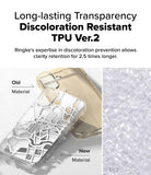iPhone 16 Case | Fusion Design - Comparison of yellowed old TPU versus clear new TPU material for enhanced transparency.