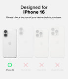 iPhone 16 Case | Fusion Design - Comparison chart showing iPhone 16 is the correct fit, while other models are marked with an X.